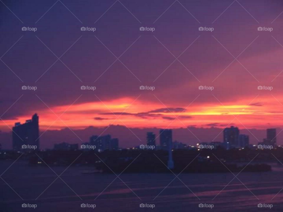 Miami Skyline Ablaze