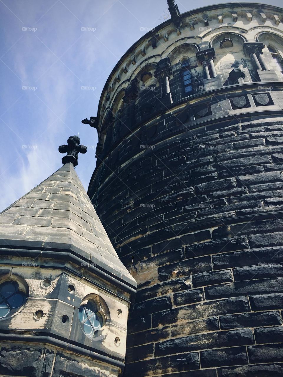 A cool view of US President James A. Garfield Memorial and Mausoleum before they power washed it