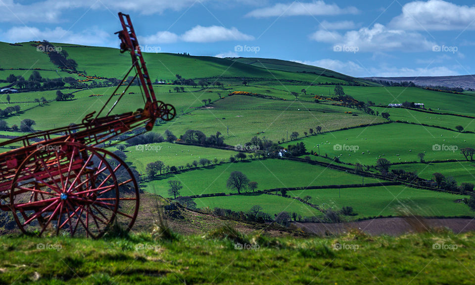 Lush farms in northern Snowdonia. North Wales farm country 