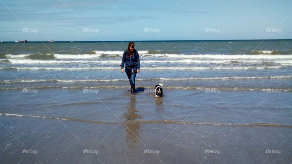 Walking on a welsh beach. 