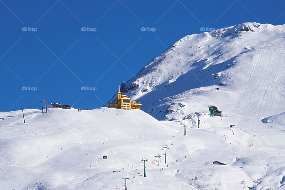 yellow hotel in the mountains 