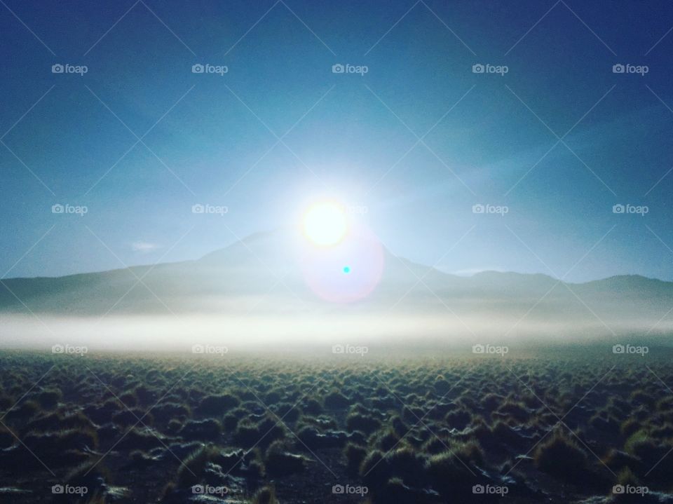 Sunrise in the highest geyser on earth 