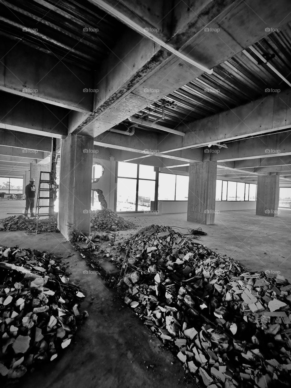 Construction- pulling down-rubbles