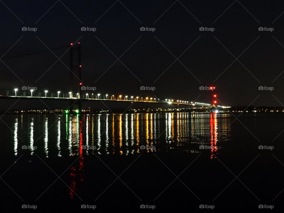 A night view over the Humber bridge 