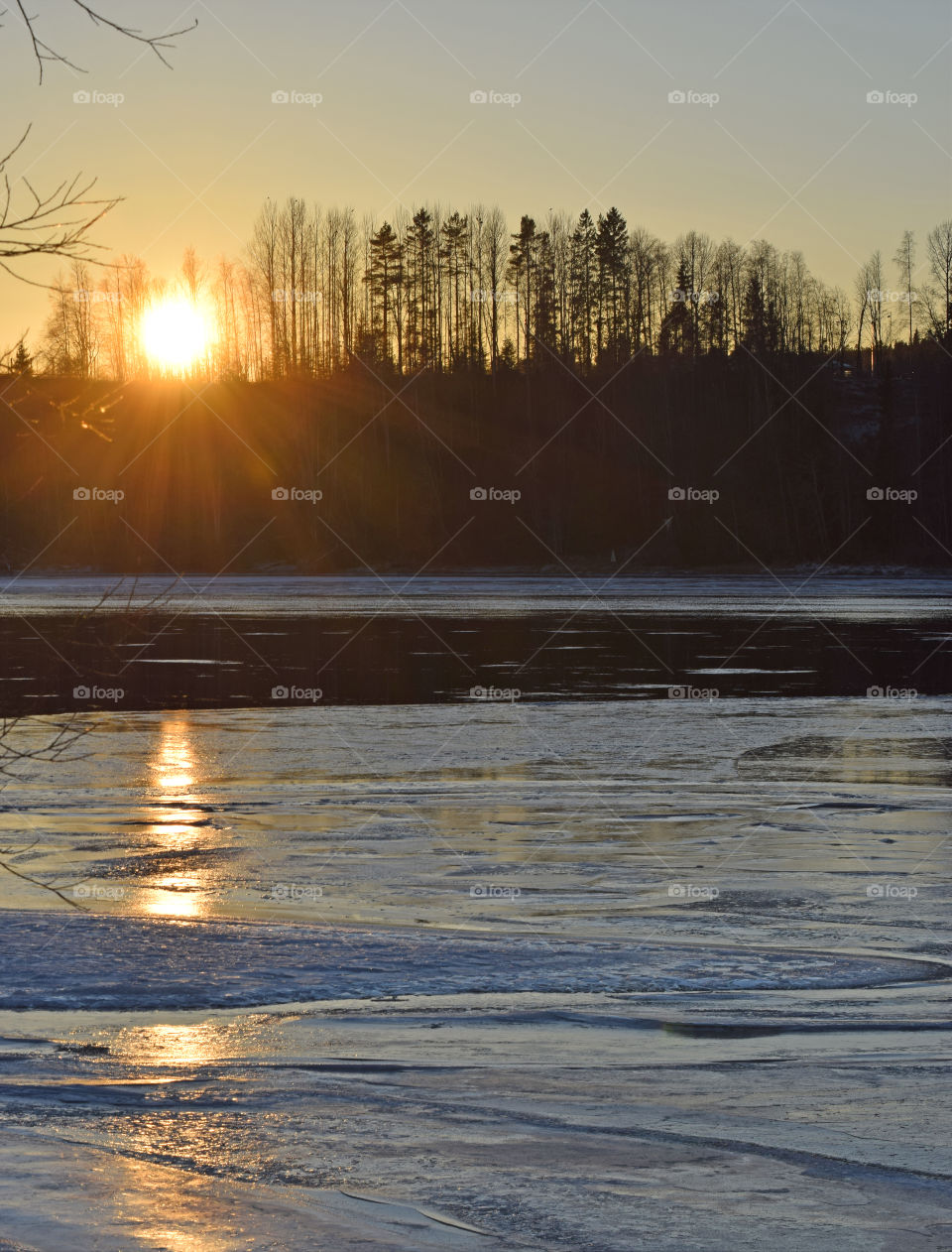 river ice sun