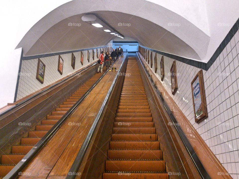 Revolving stairs. Passage way underneath Scheld river, Antwerp