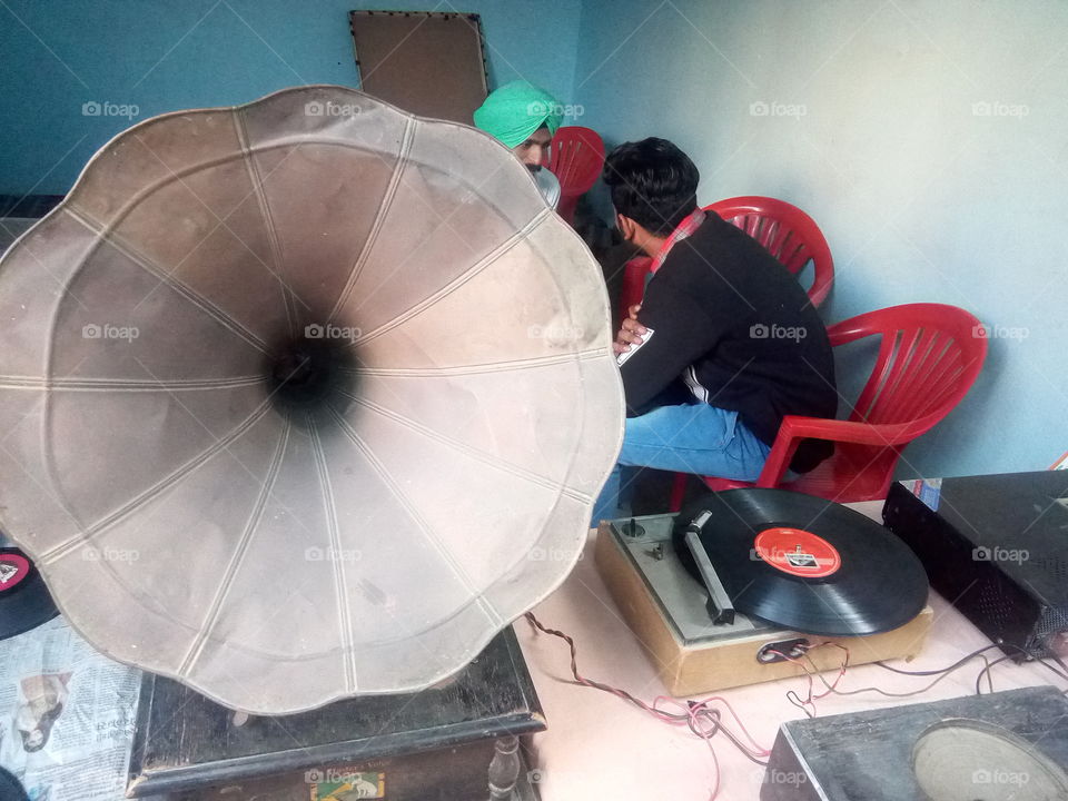 old and antique gramophone.