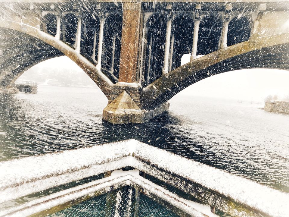 Washington/Devon bridge during today’s nor’easter 