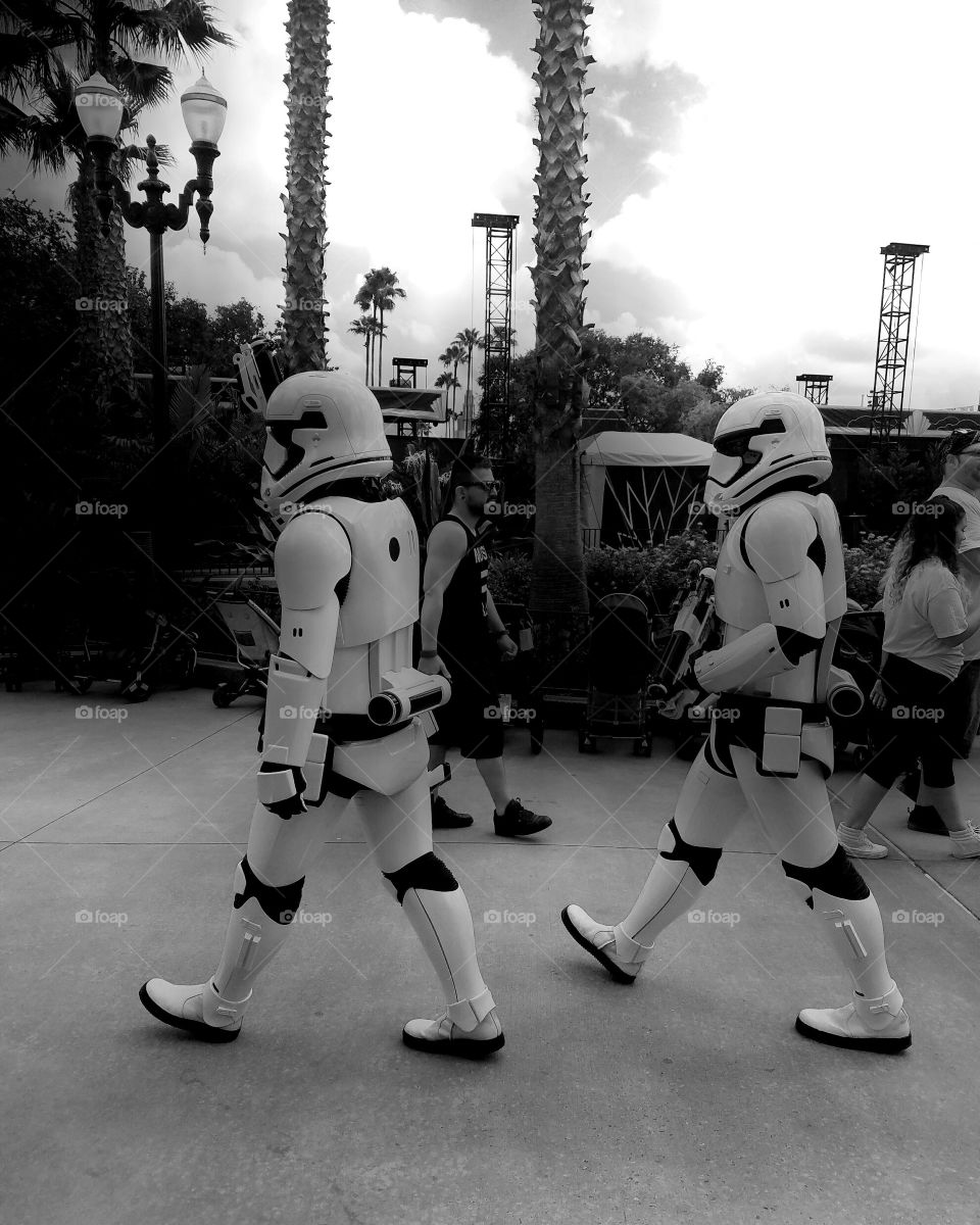 Storm Troopers walking around Hollywood Studios in Disney World