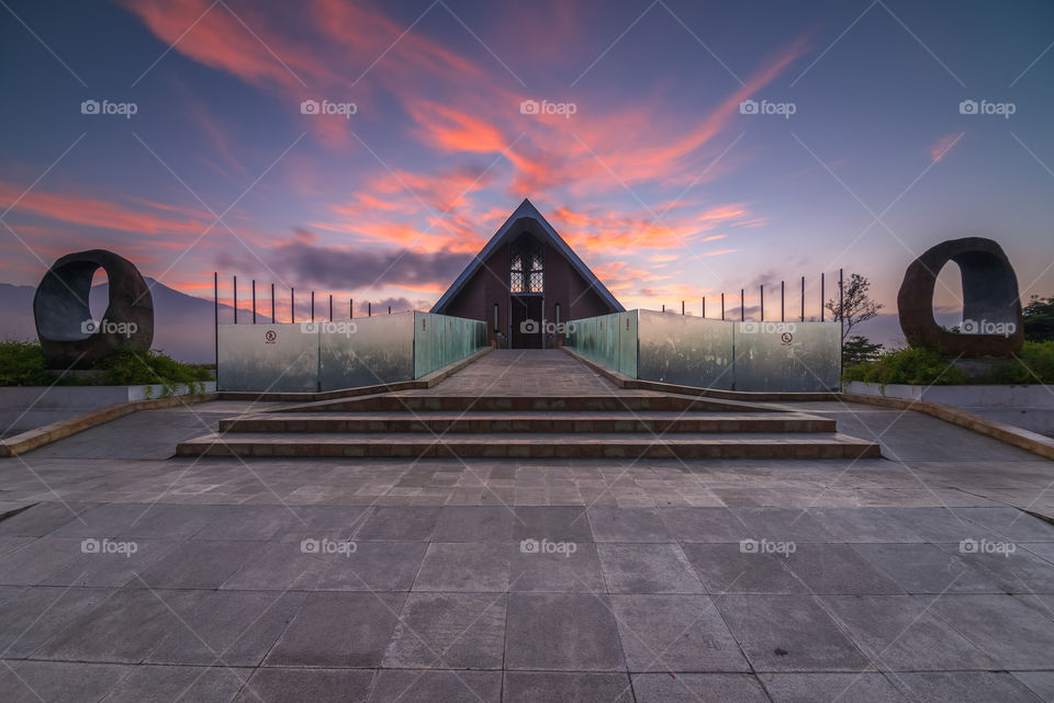 scenic view of lonely house during sunrise