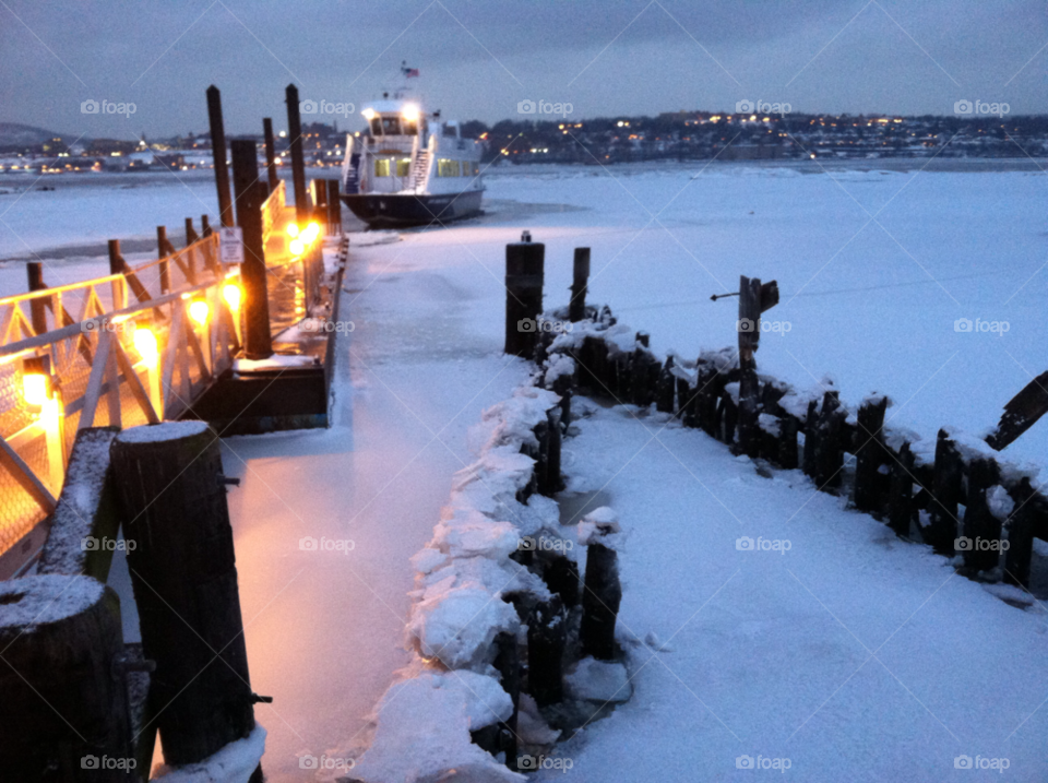 winter ferry hudson river blizzard 2013 by delvec