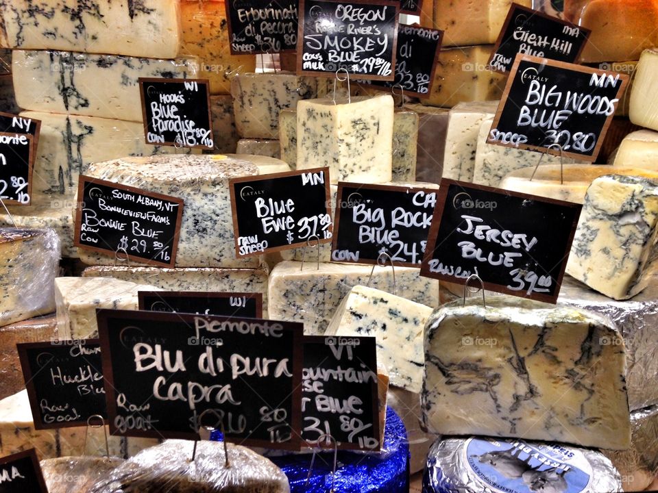 Variety of cheeses. Market 