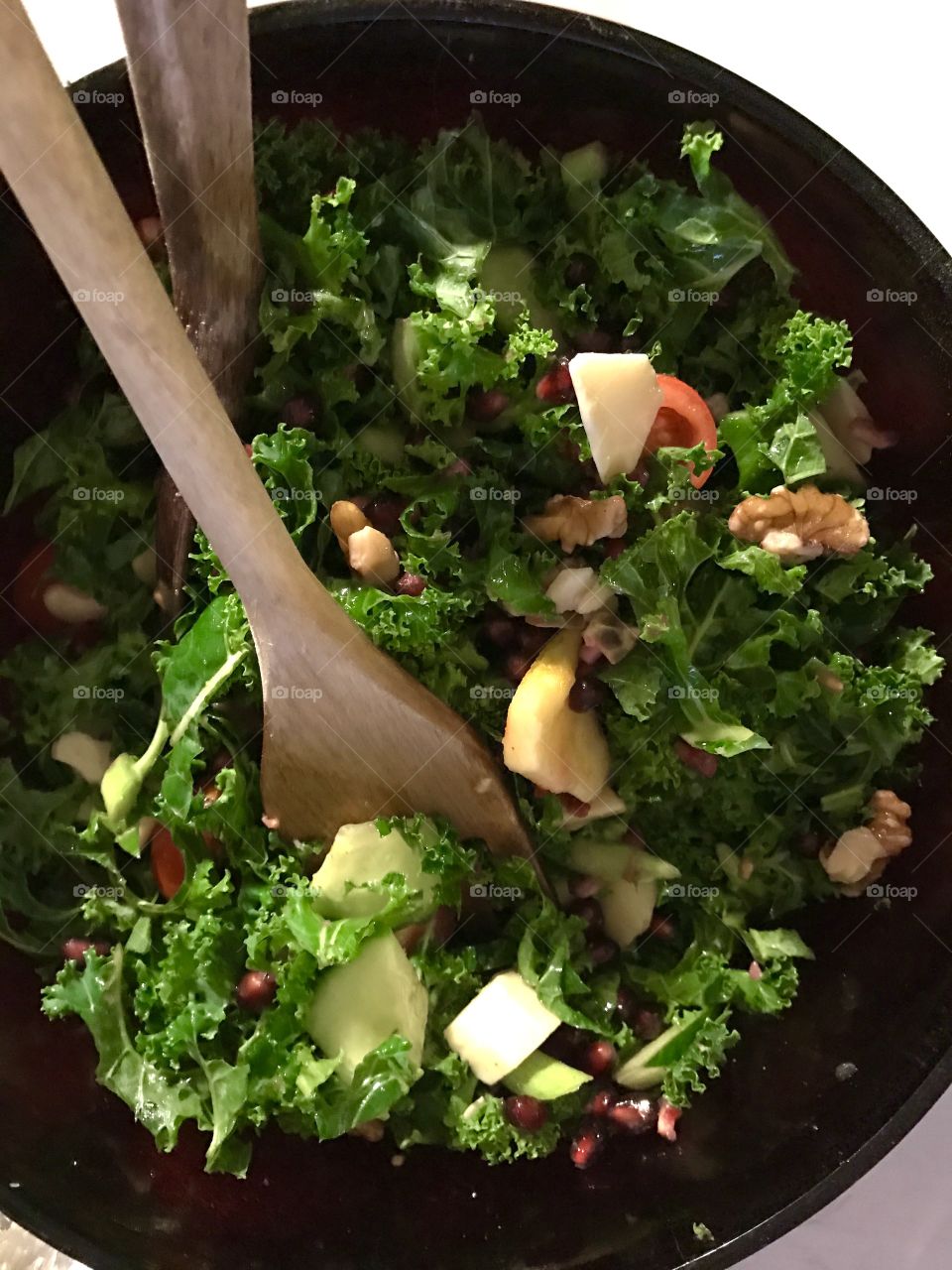 Green cabbage salad with pomegranate