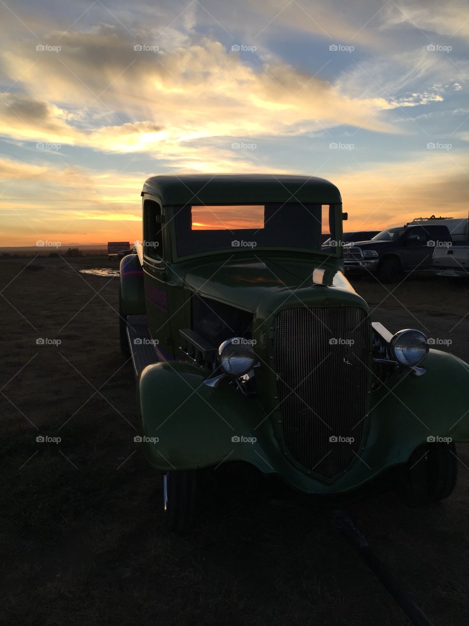 Sunset at the Tractor Pulls featuring TJ's Hooker