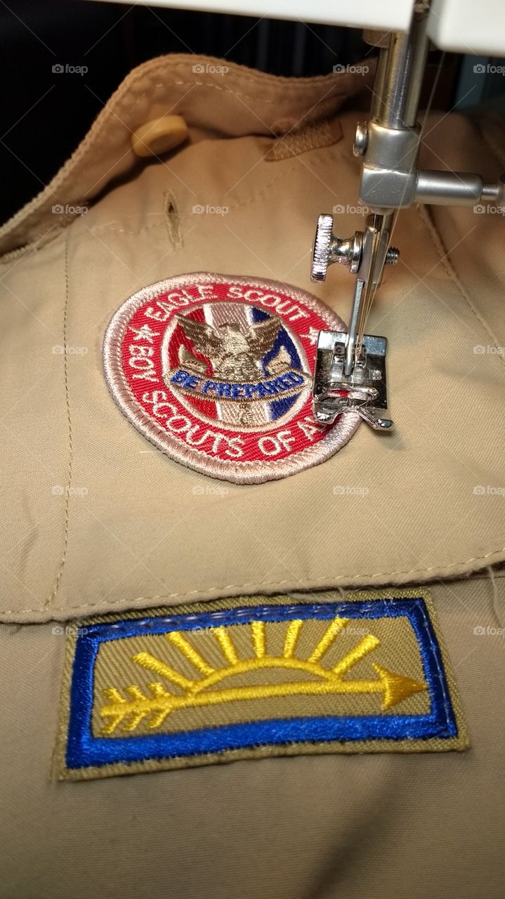Sewing the Eagle Scout patch