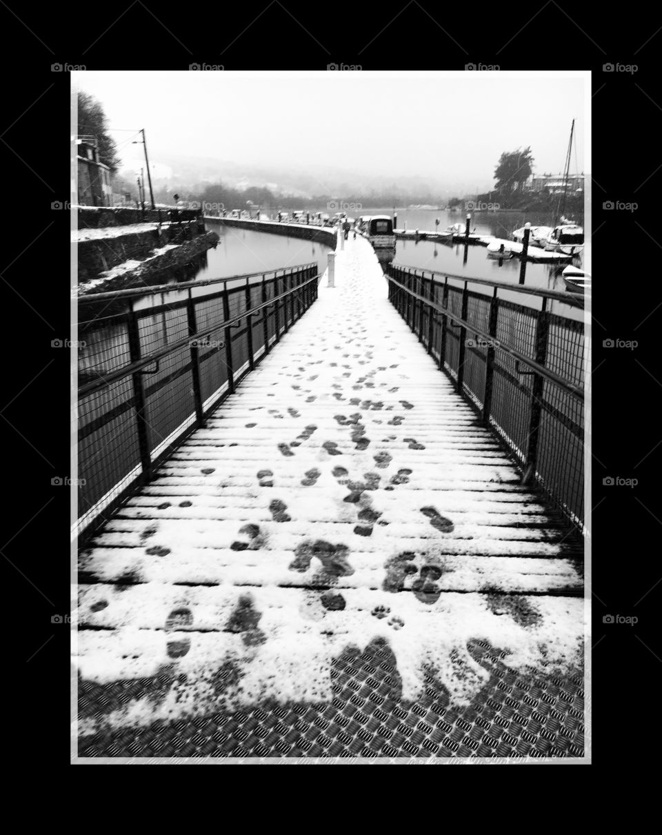 Board walk in winter