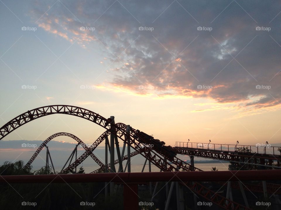 sky pink sunset clouds by joycoma