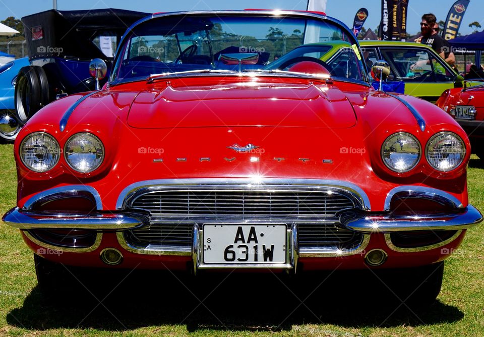 Red corvette . Red corvette  front on dusl headlights 