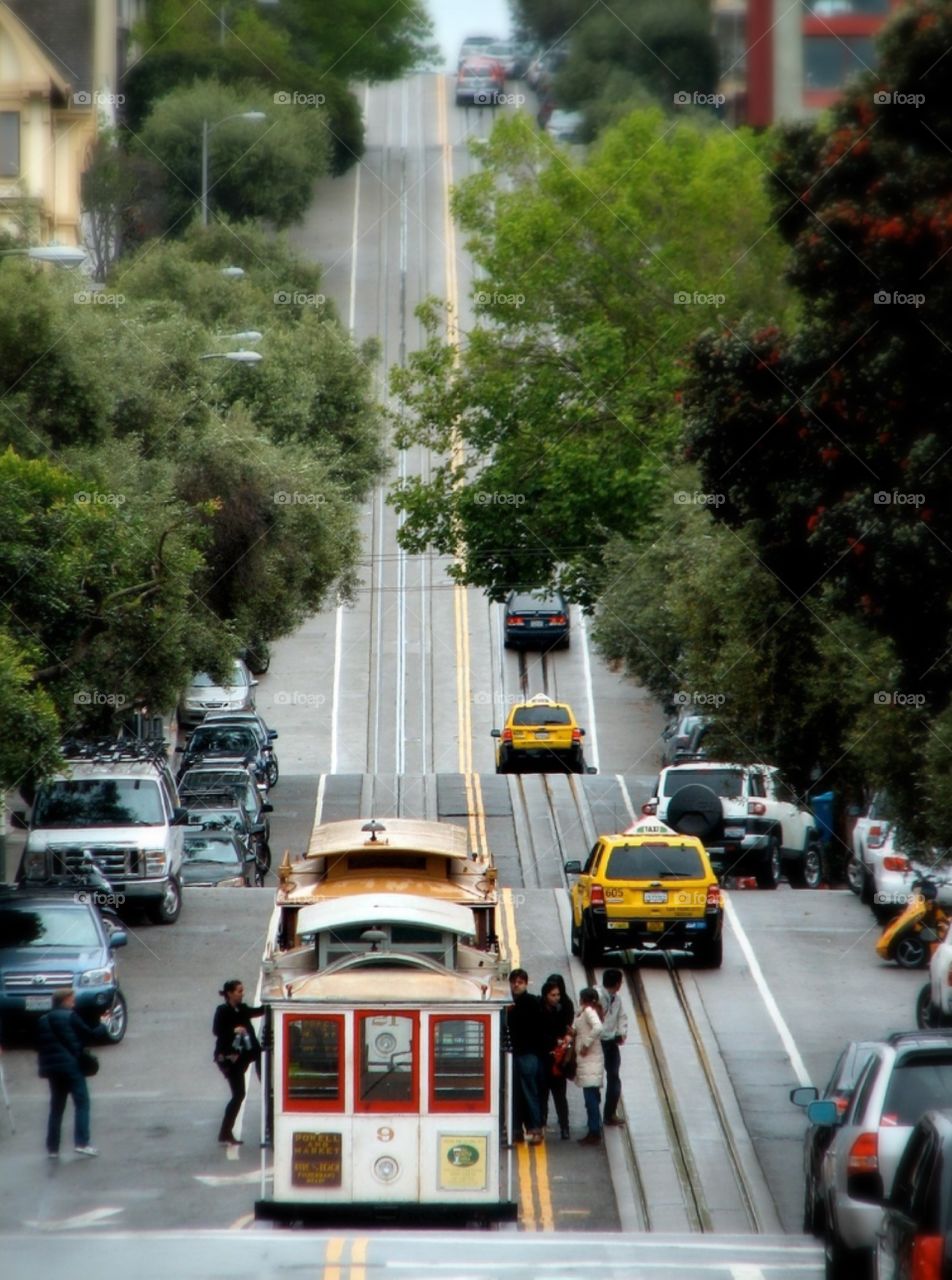 San Francisco trolly. San Francisco street sceen