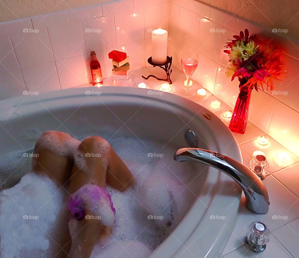 Beauty routine including a relaxing bubble bath.