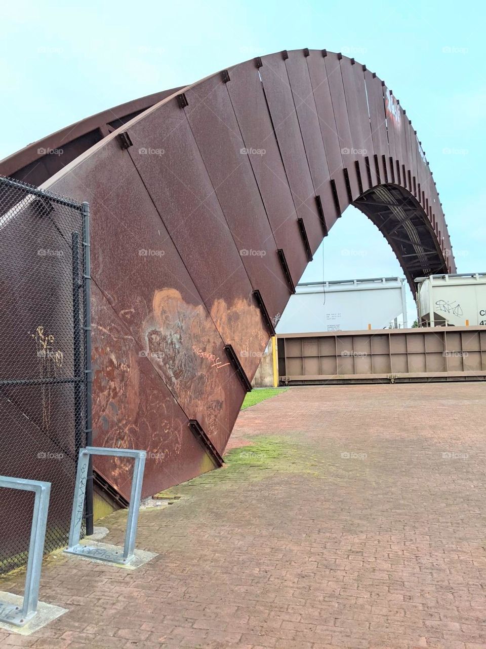 rainbow bridge made of metal in new Orleans, unique architectural structures, resilient architecture