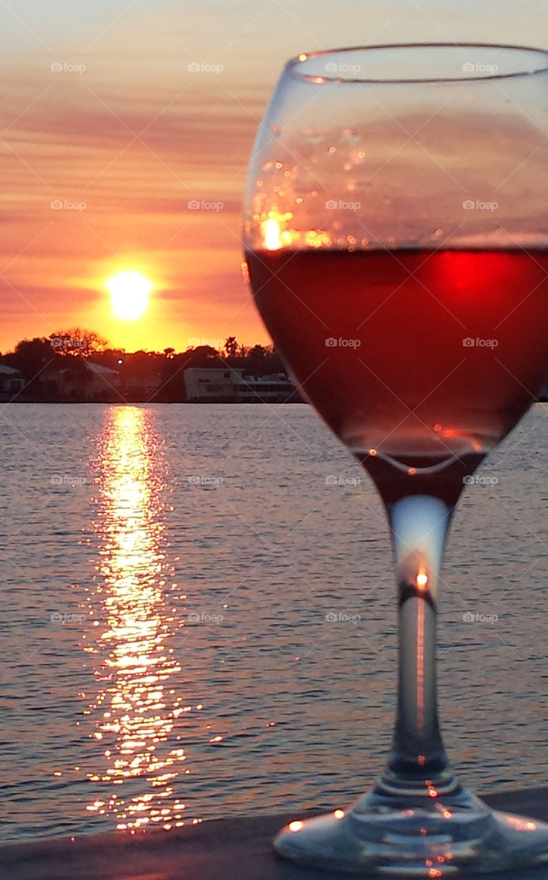 sunset thru a wine glass
