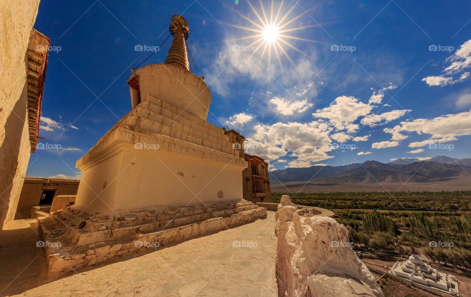 The Shey Monastery or Gompa and the Shey Palace complex are structures located on a hillock in Shey, 15 kilometres (9.3 mi) to the south of Leh in Ladakh, northern India on the Leh-Manali road. - wiki