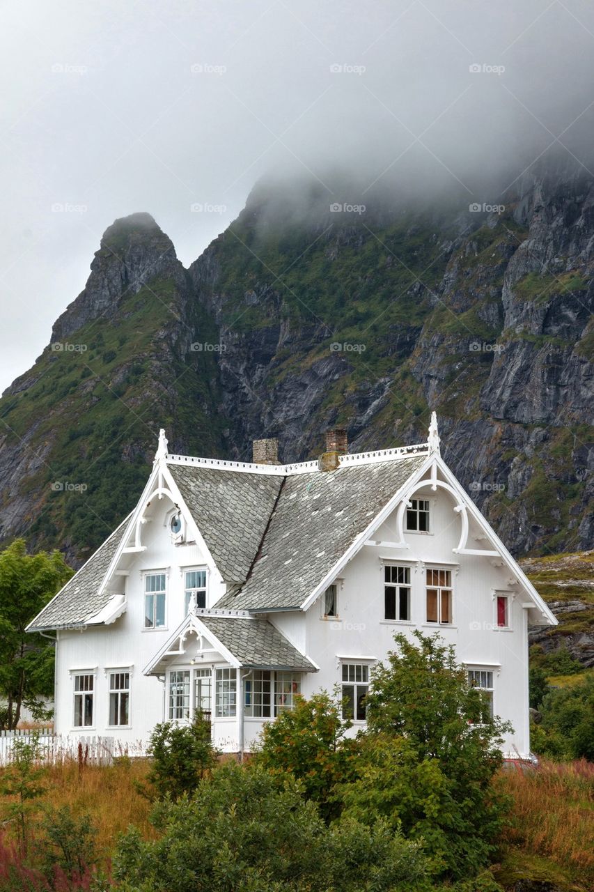 Norwegian house in mountains