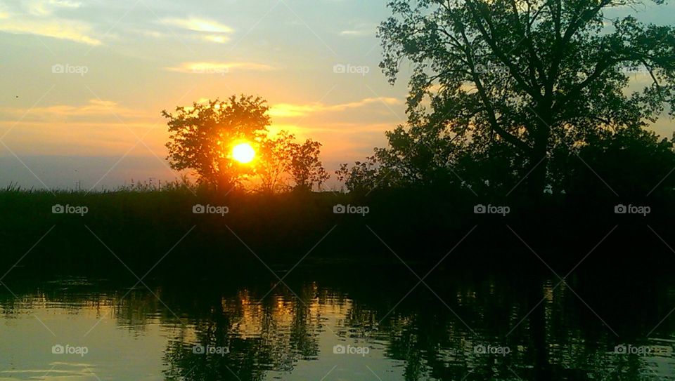 Dawn, Sun, Landscape, Reflection, Water