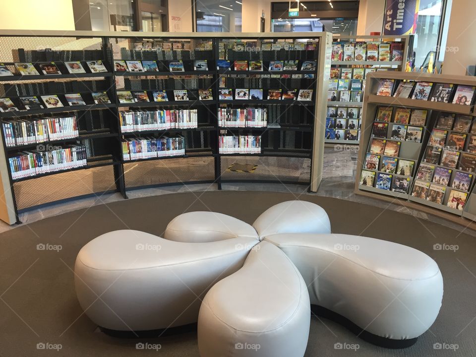 DVD section of Tampines Library at E-Hub, Singapore