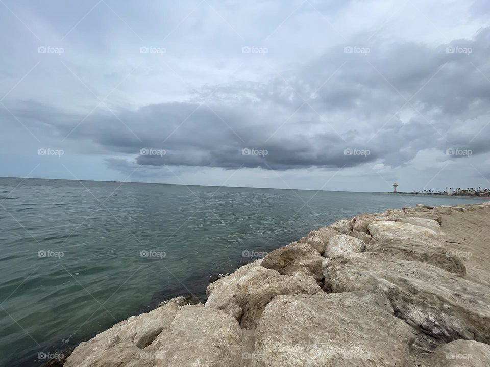 Running in Khobar corniche in cloudy day