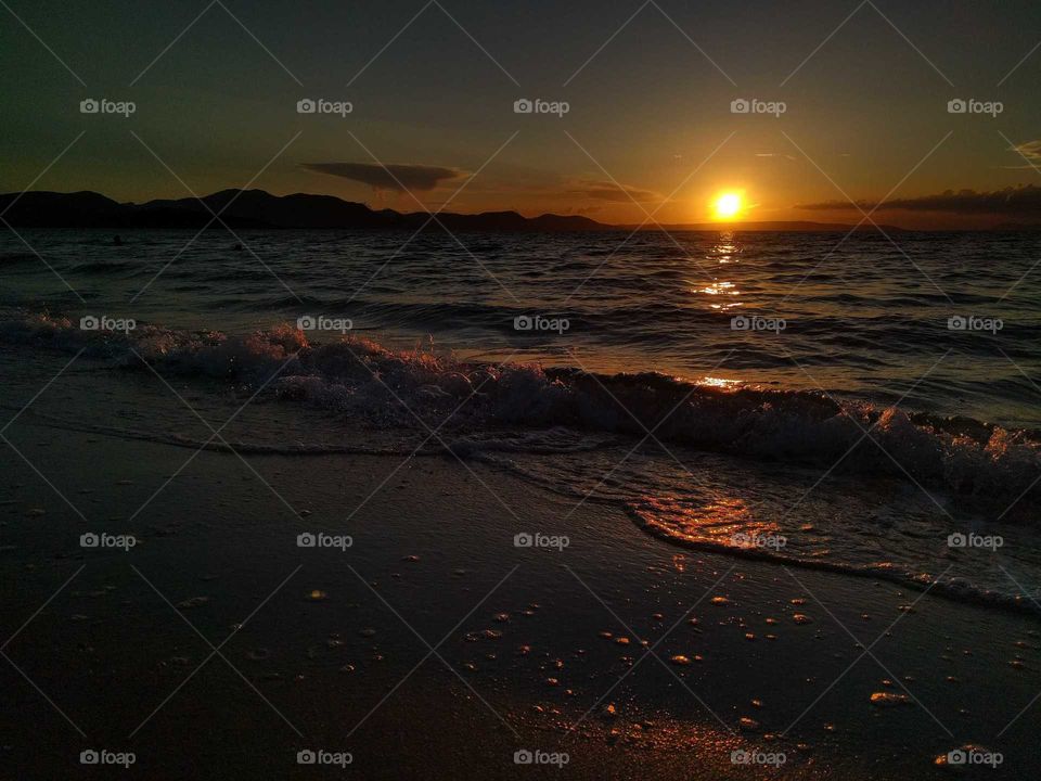 Summer beach sunset Greece