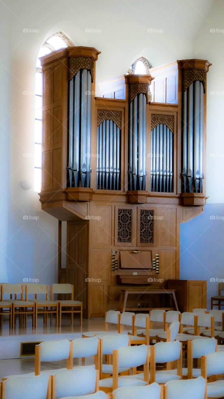 An organ in a church in Belgium.