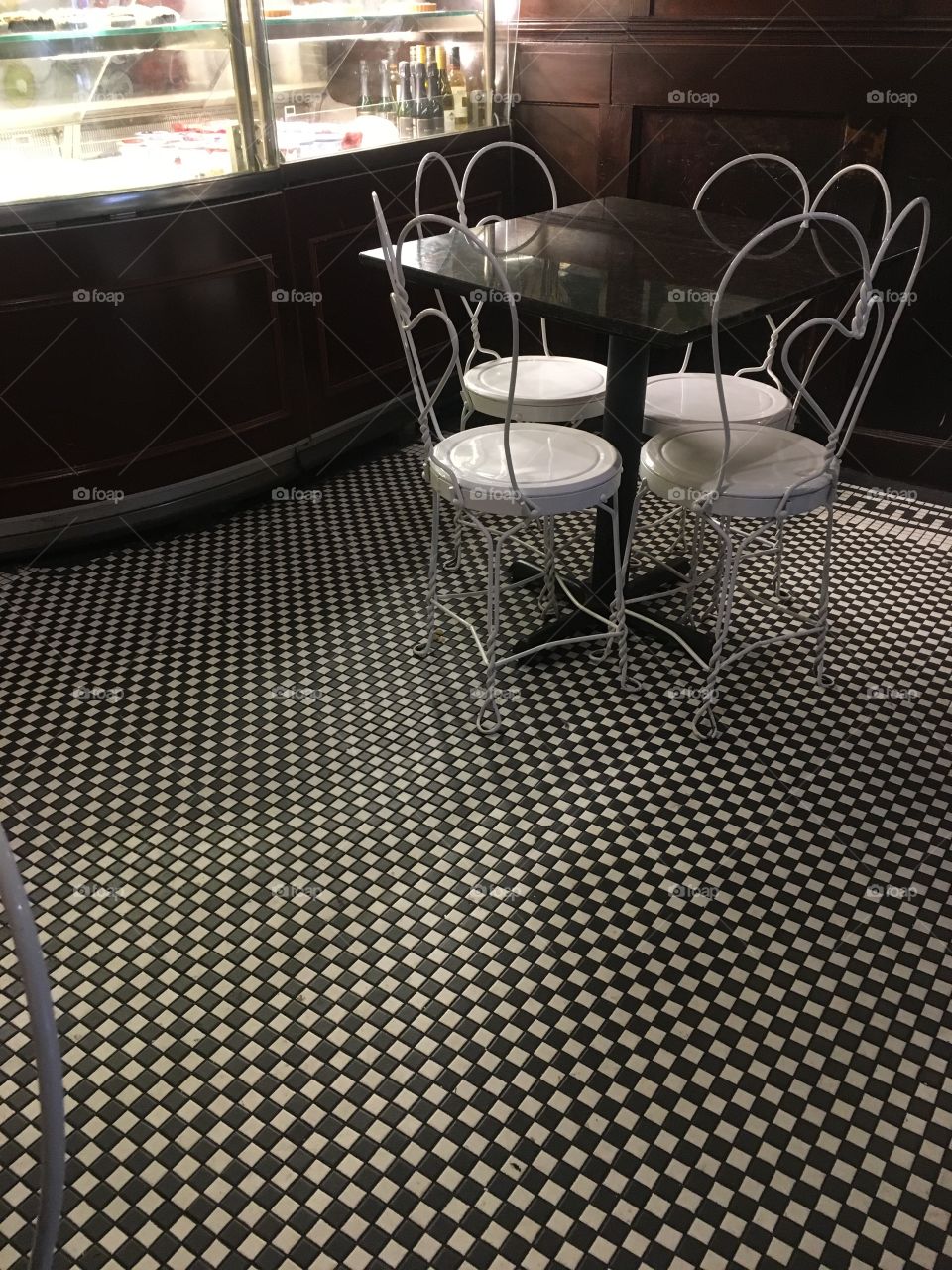 Table in a French Quarter cafe. 