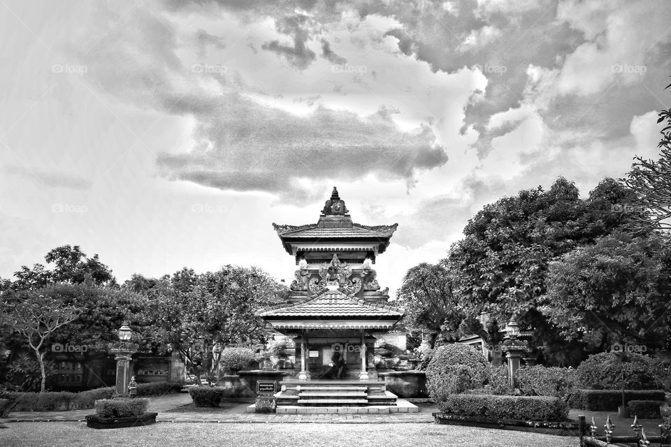 Bali cultural building of the front gate of the house
