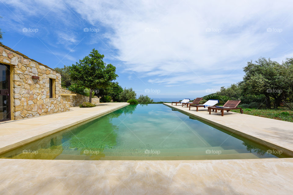 Private pool at luxury villa in Italy.