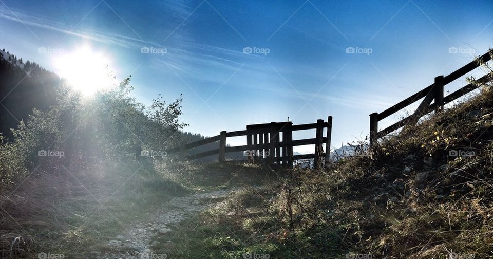 light wood fence mountain by nivoa