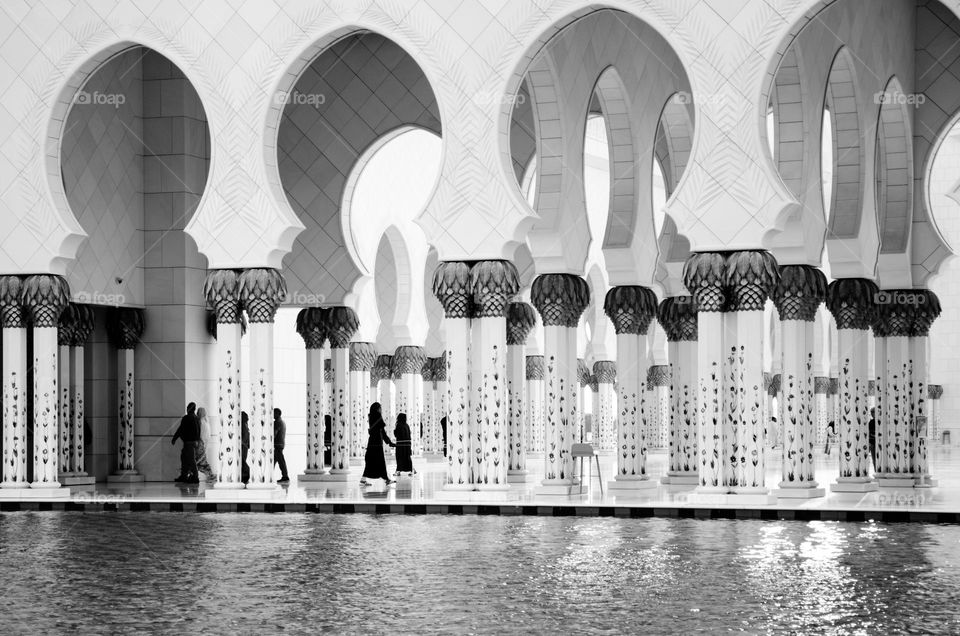 Incredible Abu Dhabi White Mosque Architecture in B&W