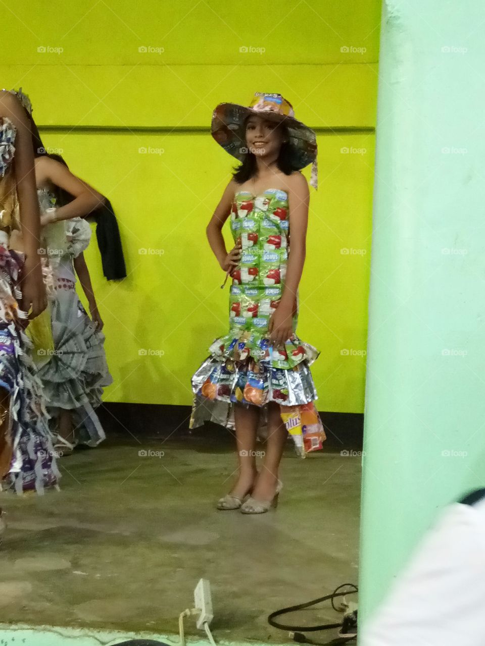 gown made of tetrapack juice wrappers