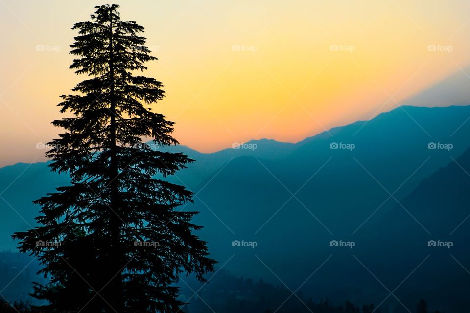 Sun set in Himalayas. This pick was taken in Manali one of the most beautiful Hill station of Himachal Pradesh in India.