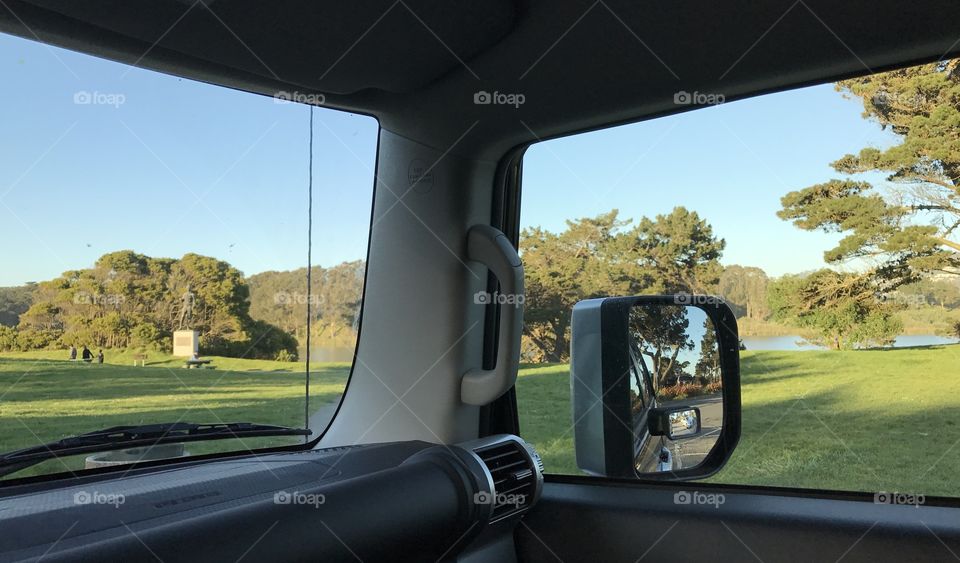 View from car window
The Lake Merced, San Francisco 
