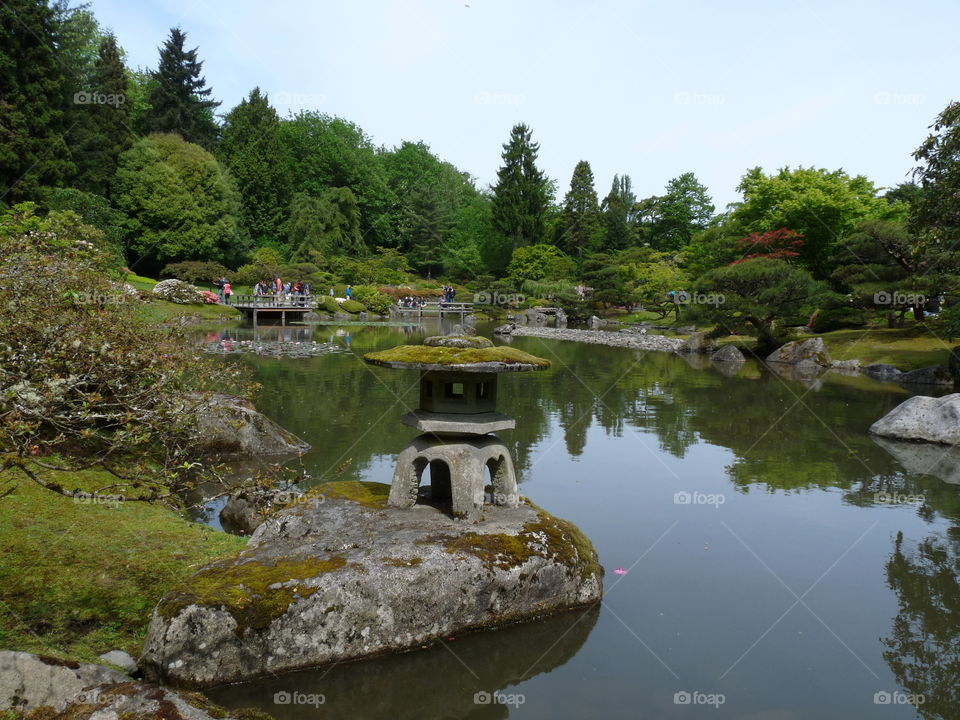 Garden bustle. Japanese tea garden bustling with locals