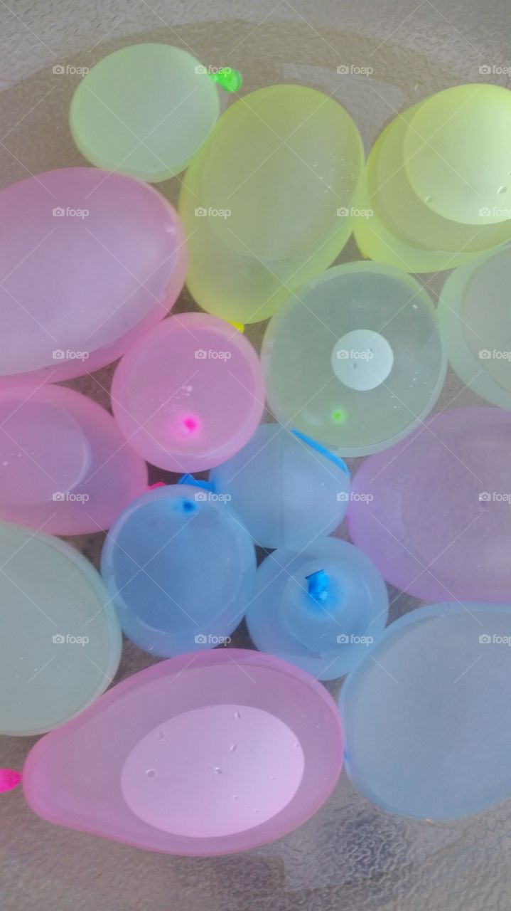 Filled water balloons