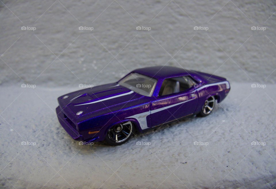 Miniature purple car