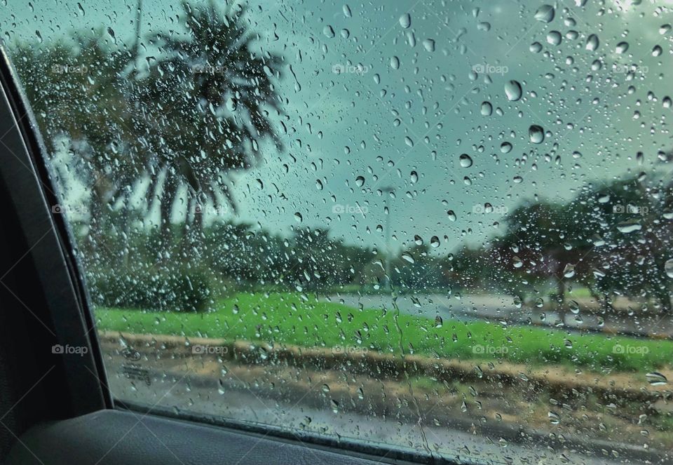 Rain drops on the car window