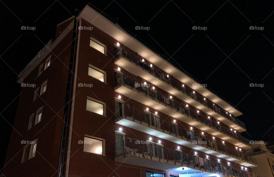 rectangle hotel windows in Rimini Italy