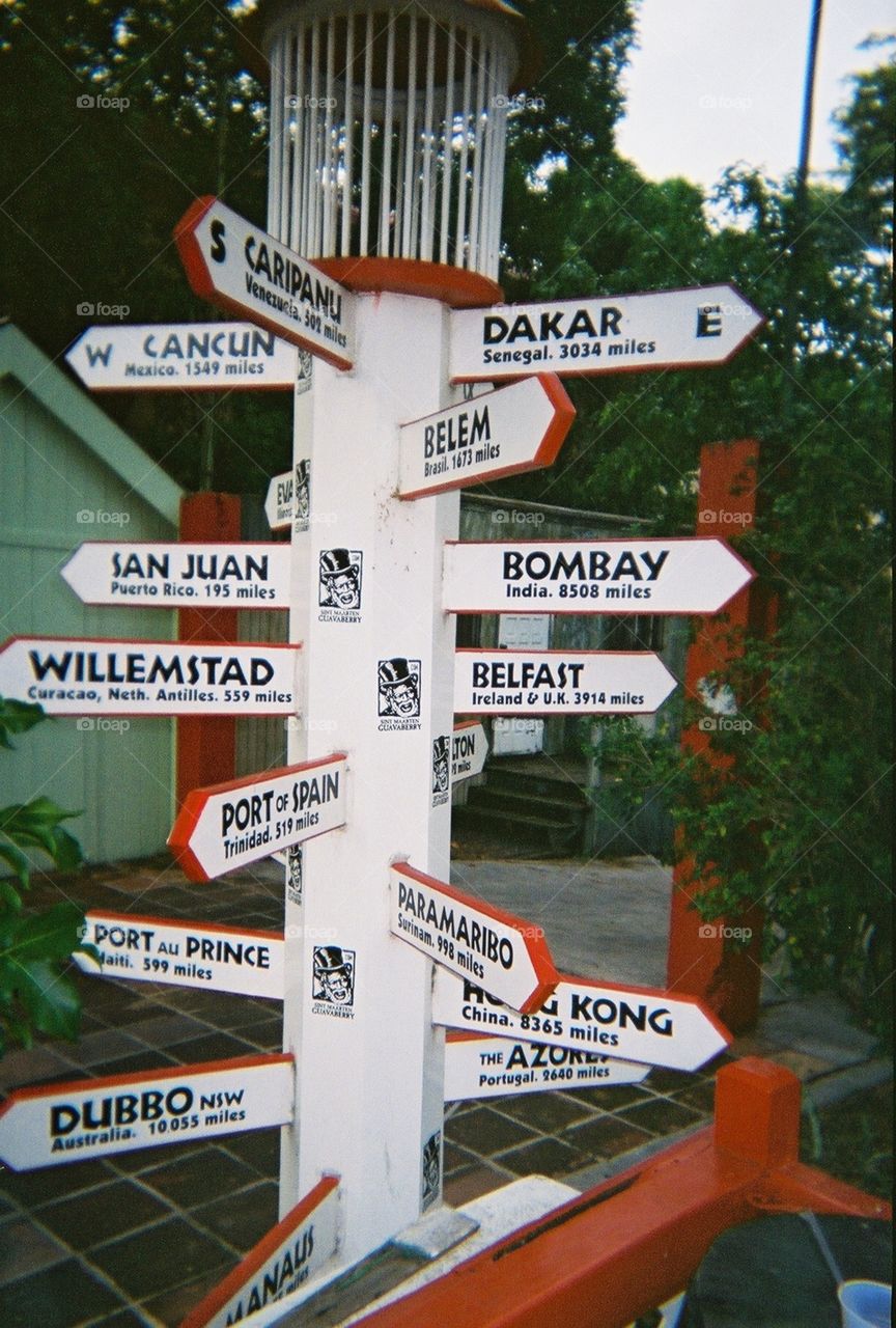 Road sign in St Maartin