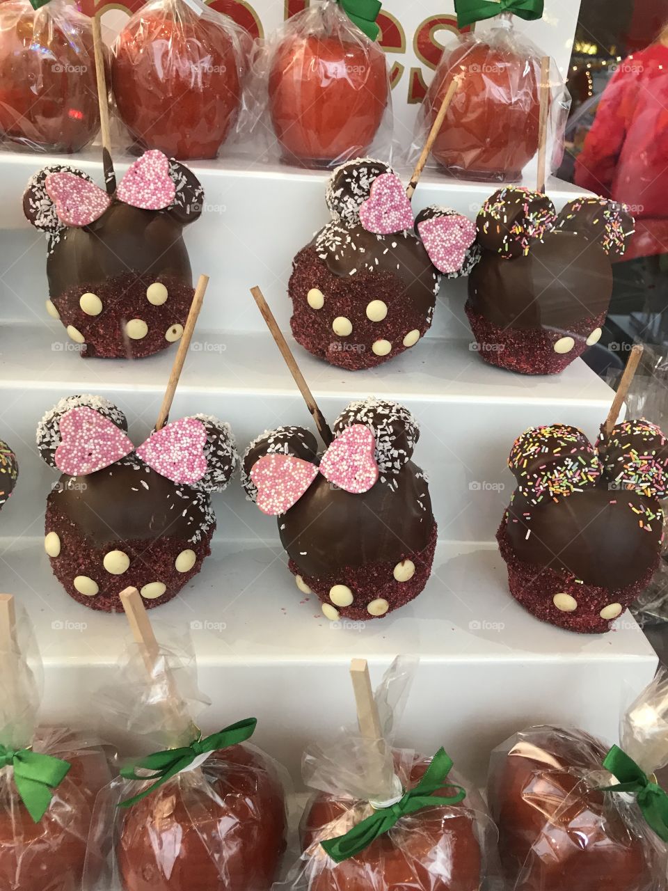 Minnie Mouse candy apples in winter wonderland in London Hyde park 