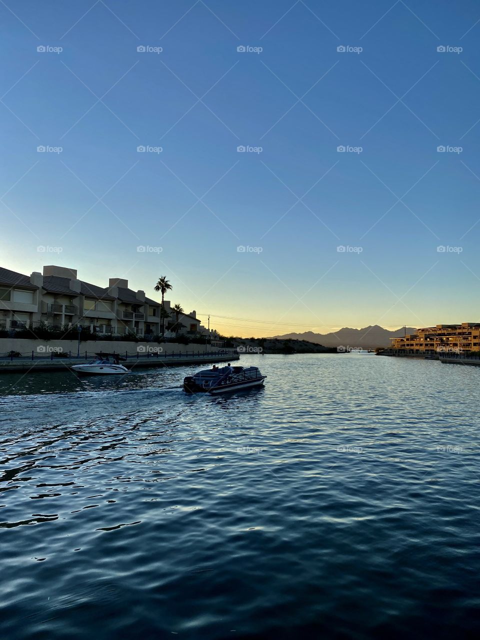 Sunset while walking along Shoreline Trail in Lake Havasu City Arizona 