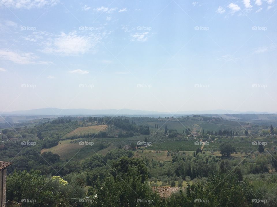 Beautiful Tuscany hills taken from Volterra, Italy 